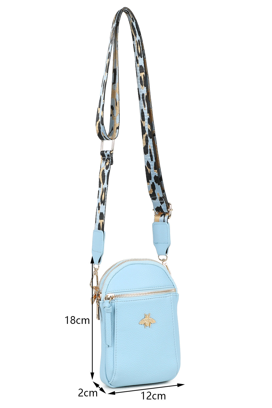 Gabby Bee Badge Triple Pockets Crossbody Phone Bag with Canvas Strap - RB230921