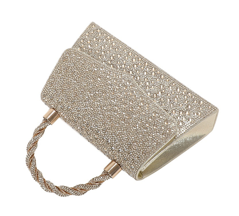 Diamante Trapezoid Shaped Shoulder Top-Handle Evening Bag