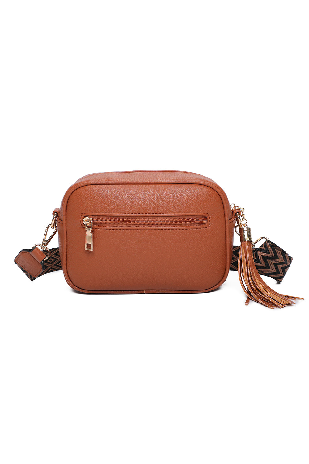 Moka Tassol Zip Crossbody Bag with Canvas Strap