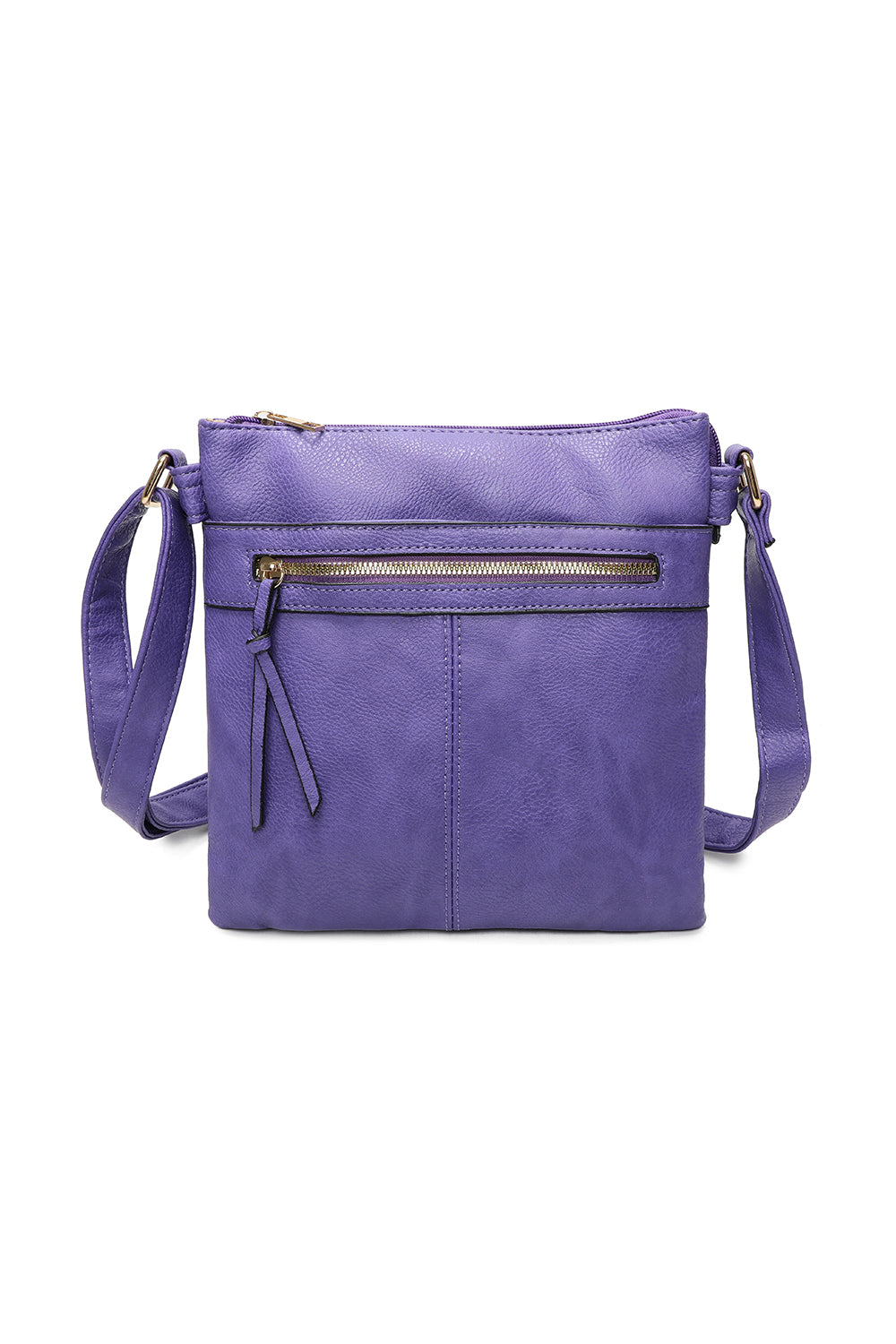 Perry Triple Zip PU Leather Crossbody Messenger Bag