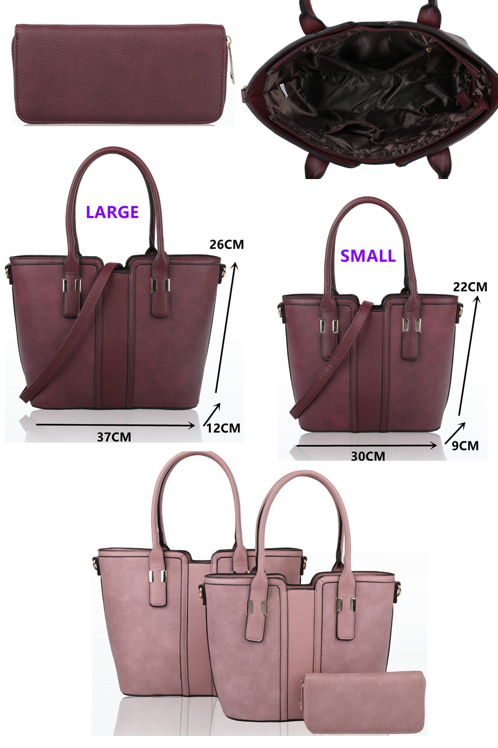 Cucitura Elegant 3in1 PU Leather tote Handbags with purse - RH180534