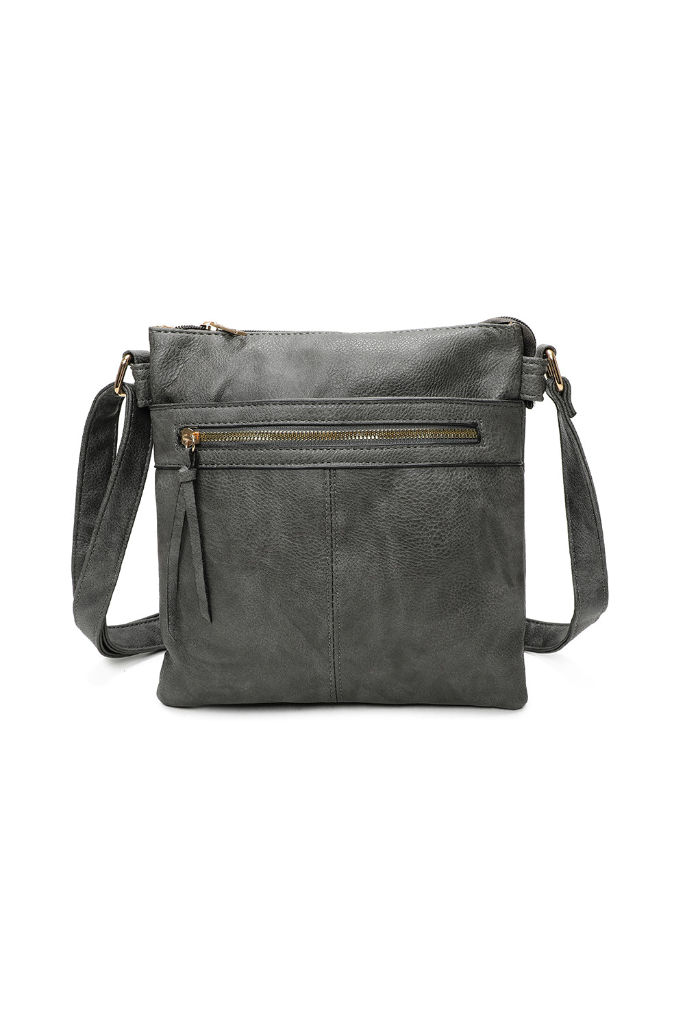 Perry Triple Zip PU Leather Crossbody Messenger Bag