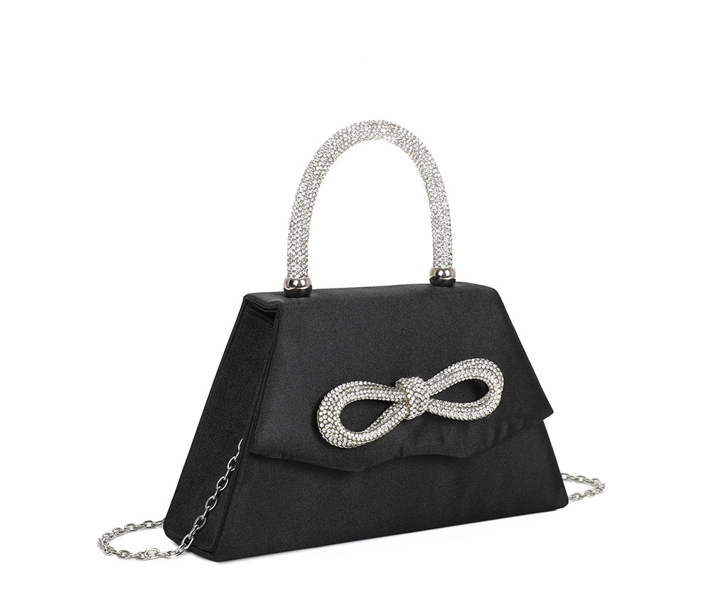 Diana Diamante Ribbon Trapezoid Shaped Shoulder Top-Handle Evening Bag