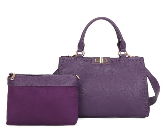 Nada PU Leather Shoulder Top-Handle Bag with Pouch 2 in 1