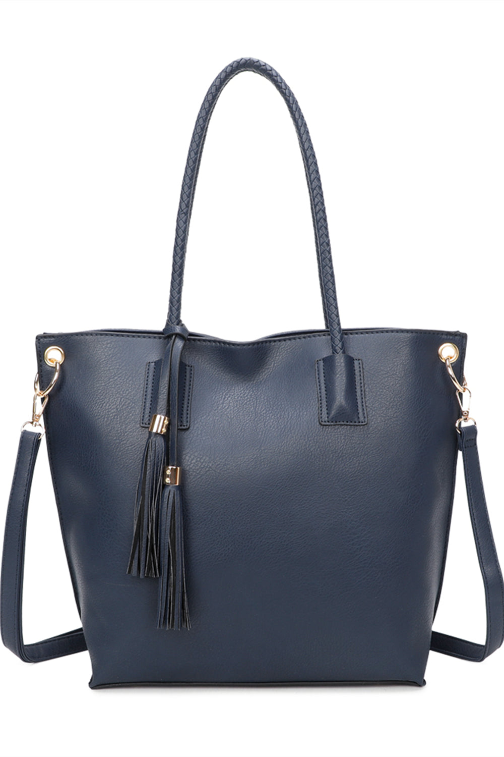 Reid Dual Tassel PU Leather Shoulder Tote Bag