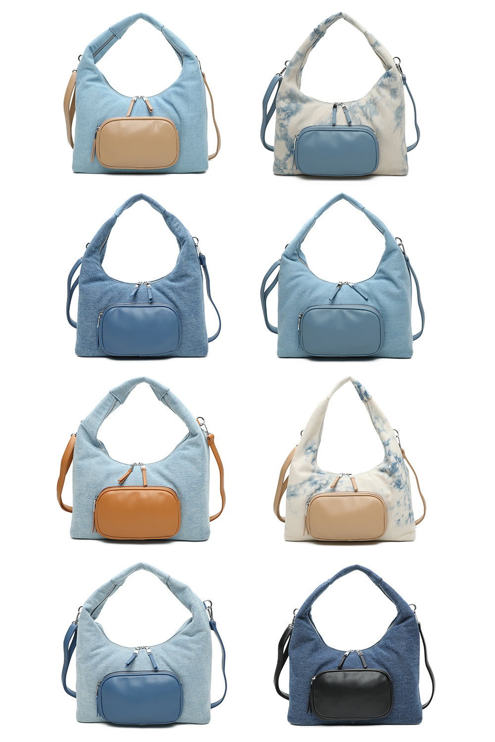 Dual-Colour Denim Shoulder Bag