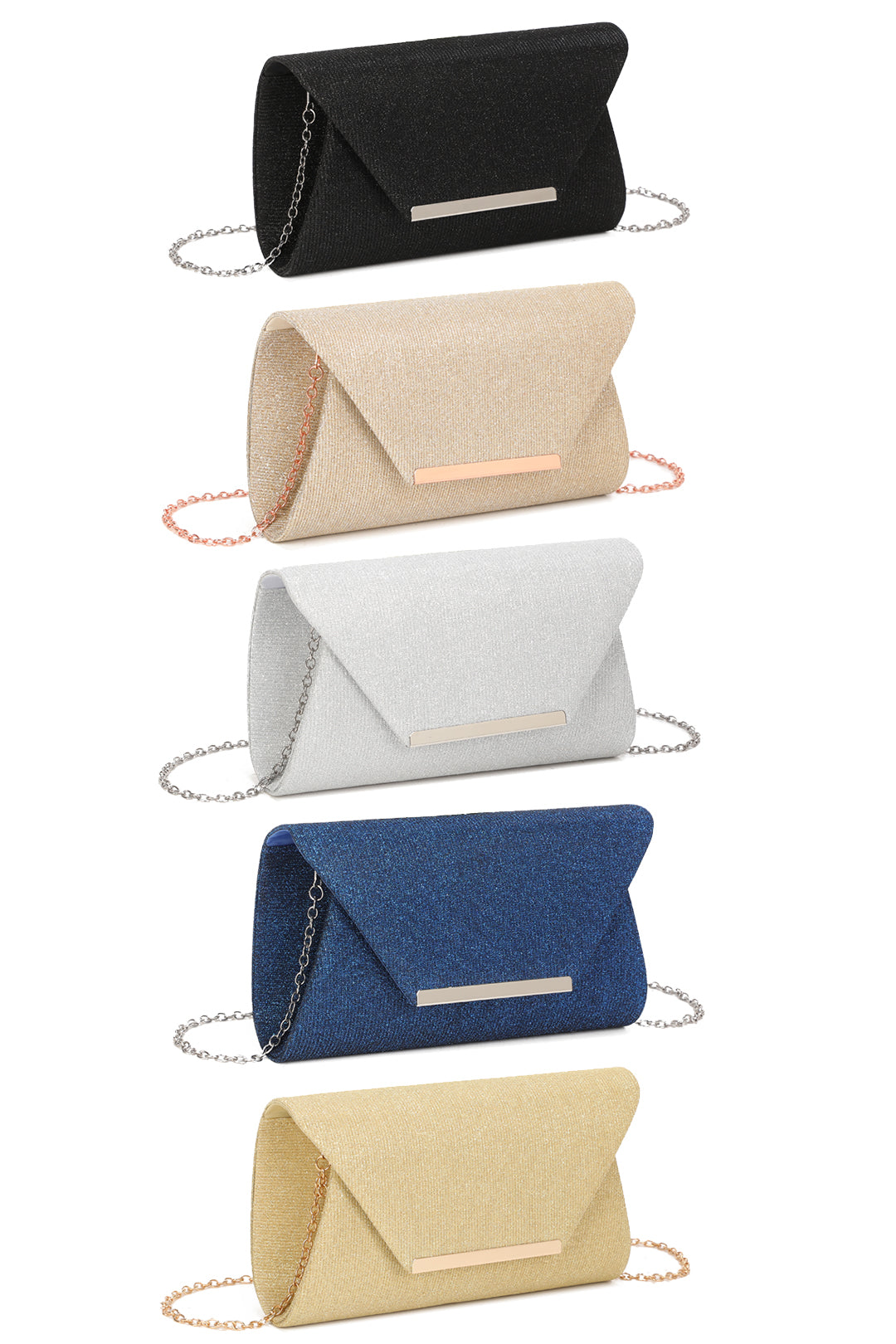 Iskaya Satin Fold Over Glittering Clutch Bag - RZ2511