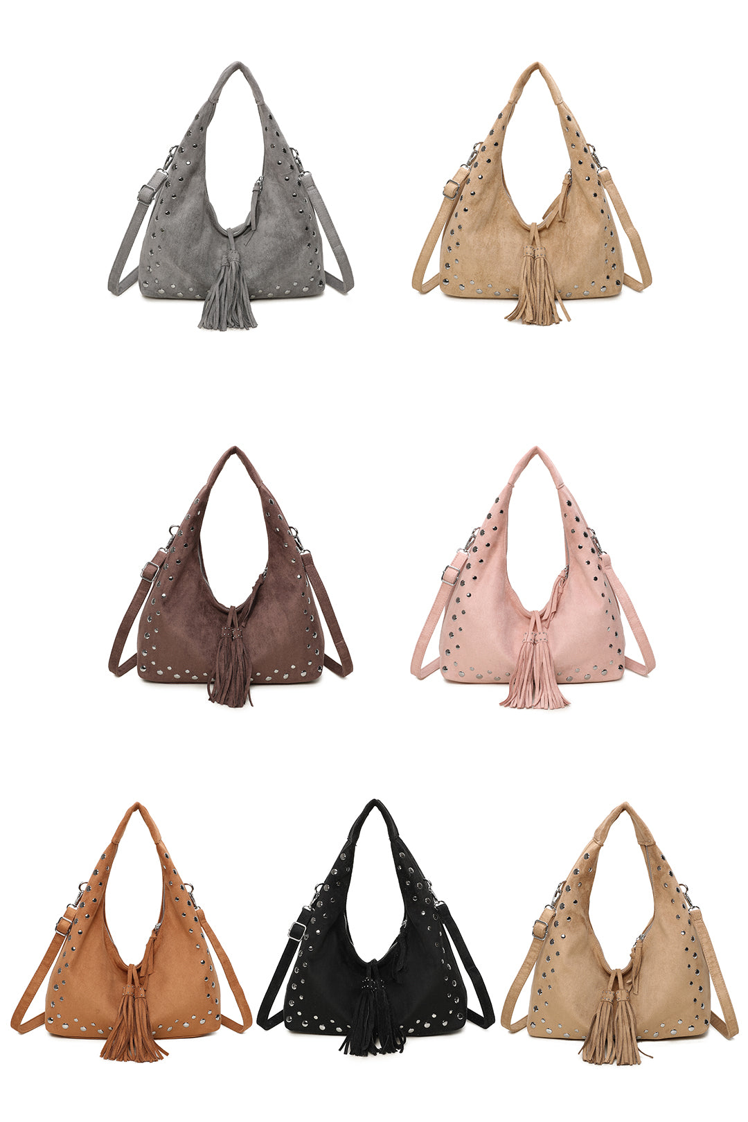 Caldera Sudede PU Leather Hobo Shoulder Tassel Bag - RY250963