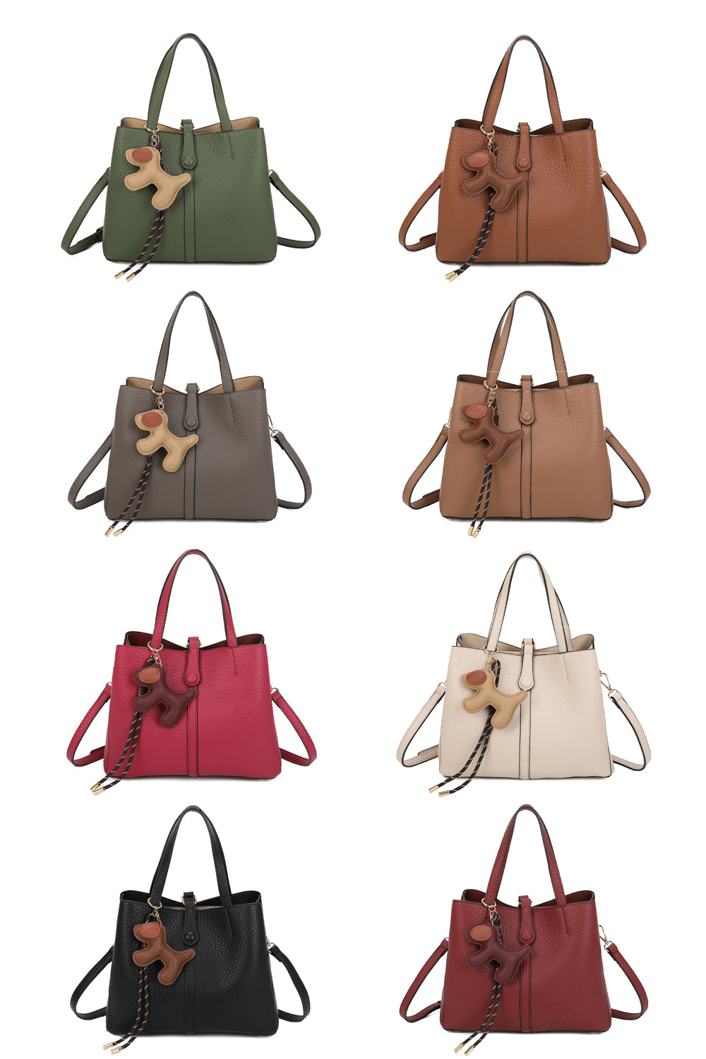 Bella PU Leather Triple Compartment HandBag With A Dog Charm - RB250468