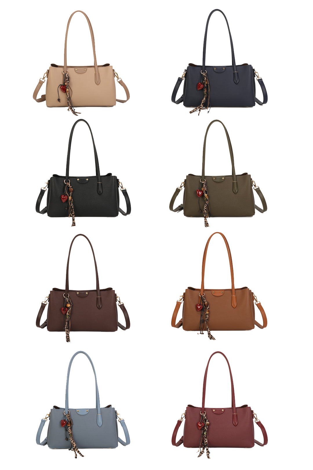 Evora PU Leather Triple Compartments Baguette-style Top Handle Bag - RY260536