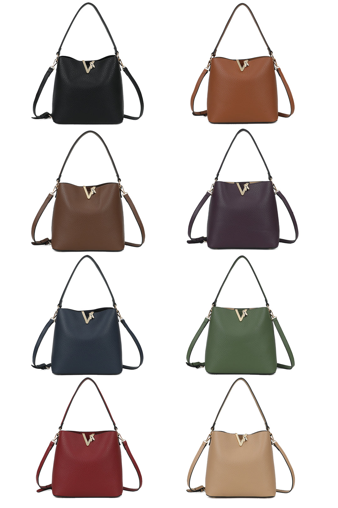 Veloura PU V-shaped Triple Compartments Top-Handle Bag- RB260513