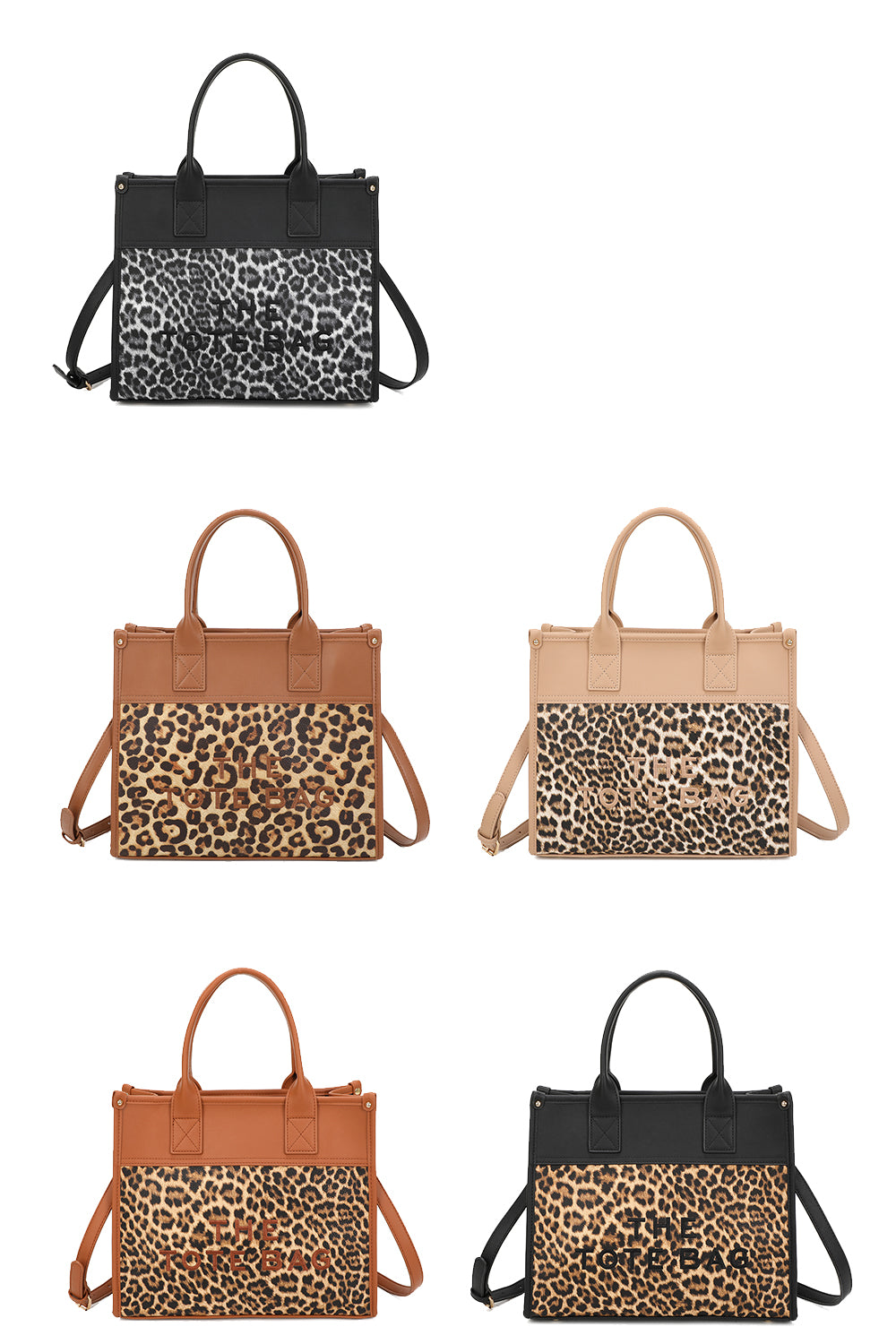 Glam PU Leather Top Handle Crossbody Bag With Leopard Stripes - RB250467