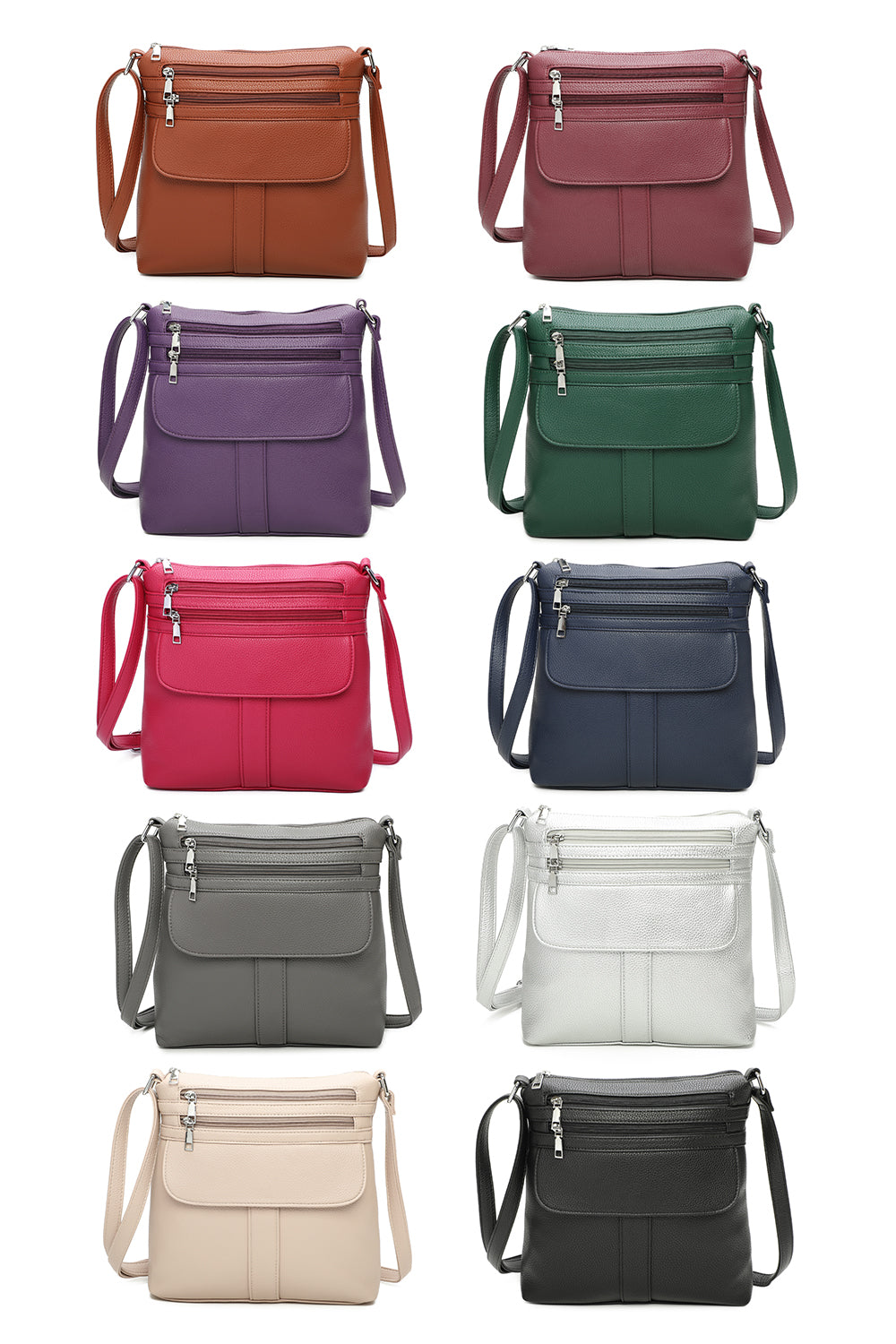 Vier Quadriple Zip Cross Body Bag