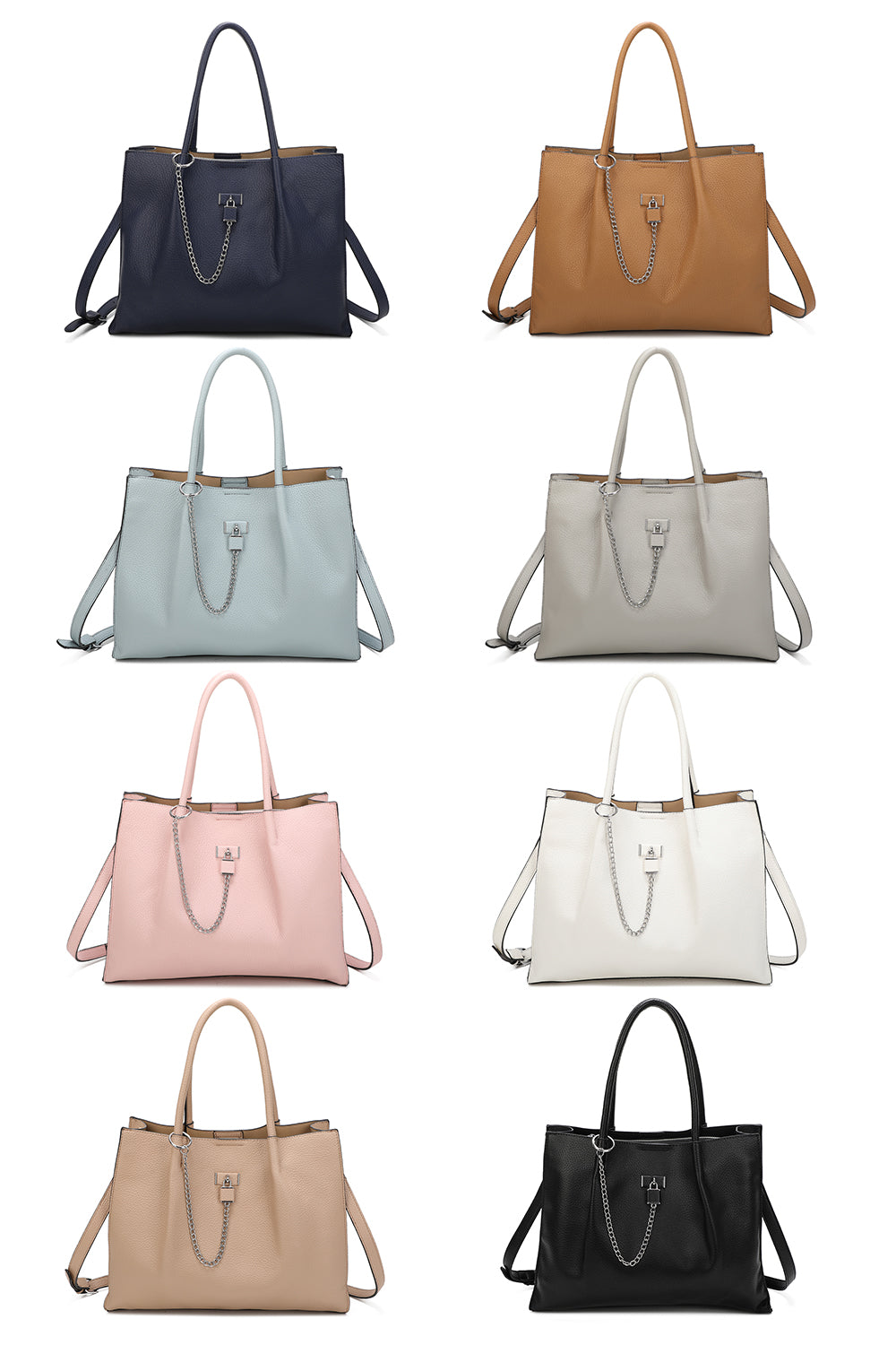 Oversize Triple Compartment C-shaped lock Tote Bag - RB241033
