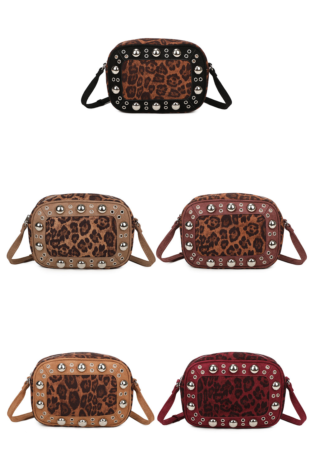 Leopard Patterned Luxe Soft Suede Leather Crossbody Bag - RJ250477