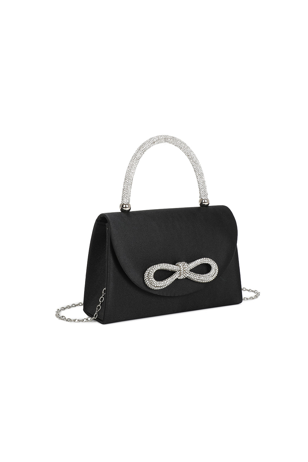 Camila Diamante Ribbon Envelope Style Shoulder Top-Handle Evening Bag - RZ2412