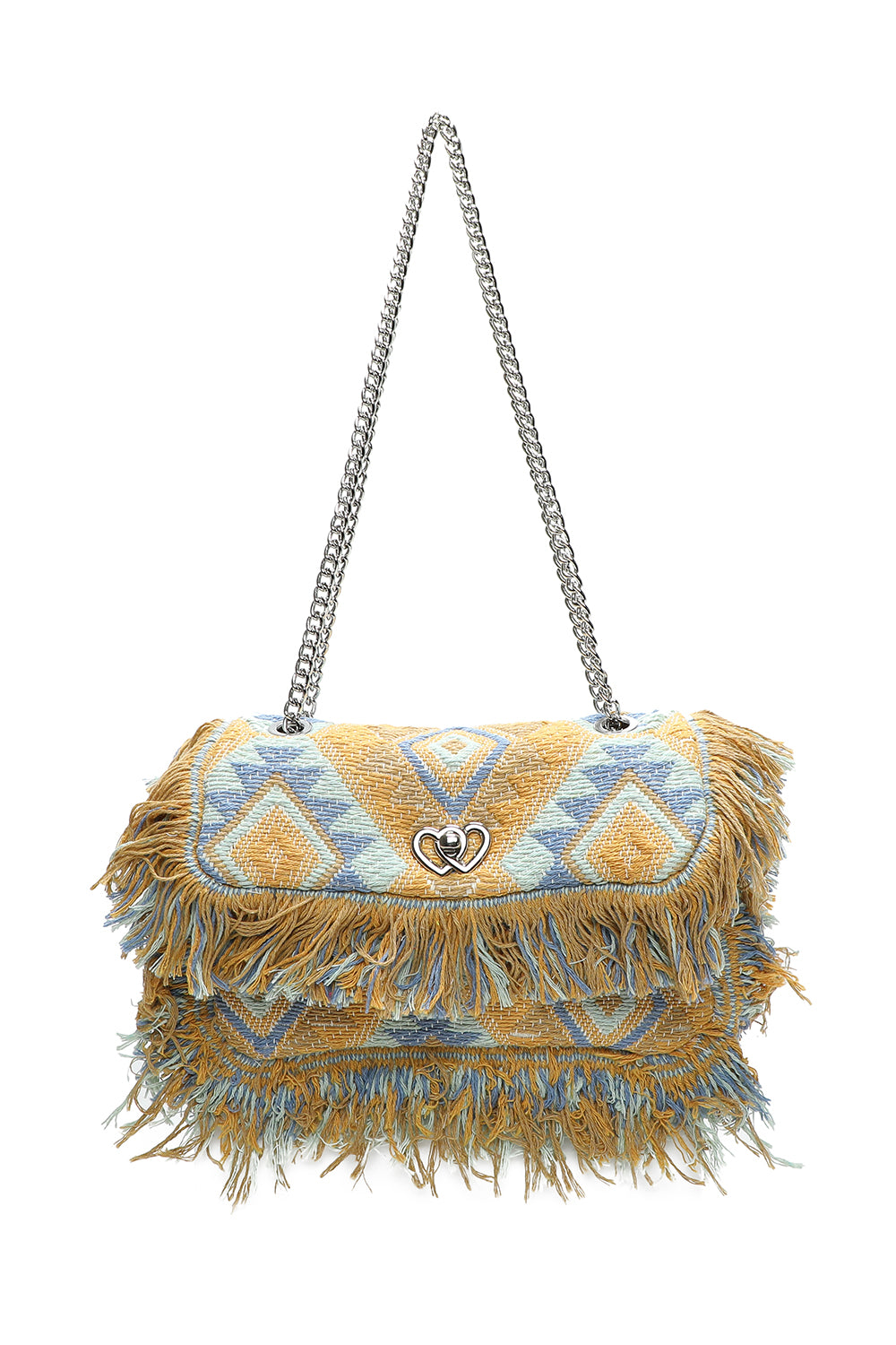 Orman Woven Finish Shoulder Bag with Chain Strap