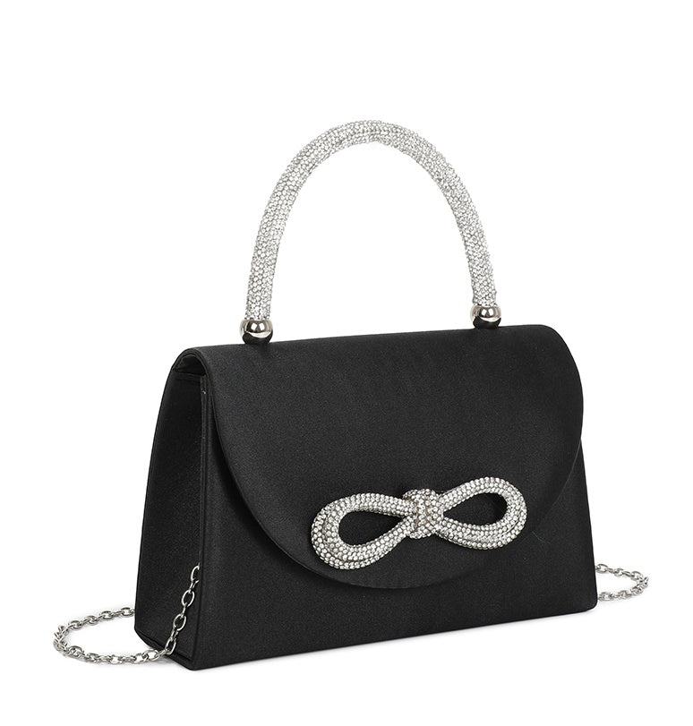 Camillia Diamante Ribbon Envevelope Style Shoulder Top-Handle Evening Bag