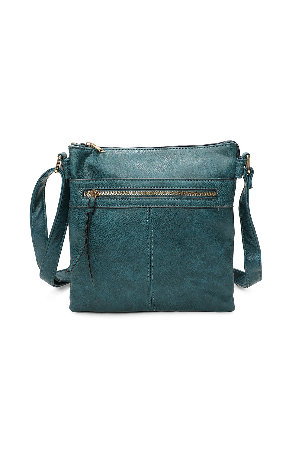 Perry Triple Zip PU Leather Crossbody Messenger Bag