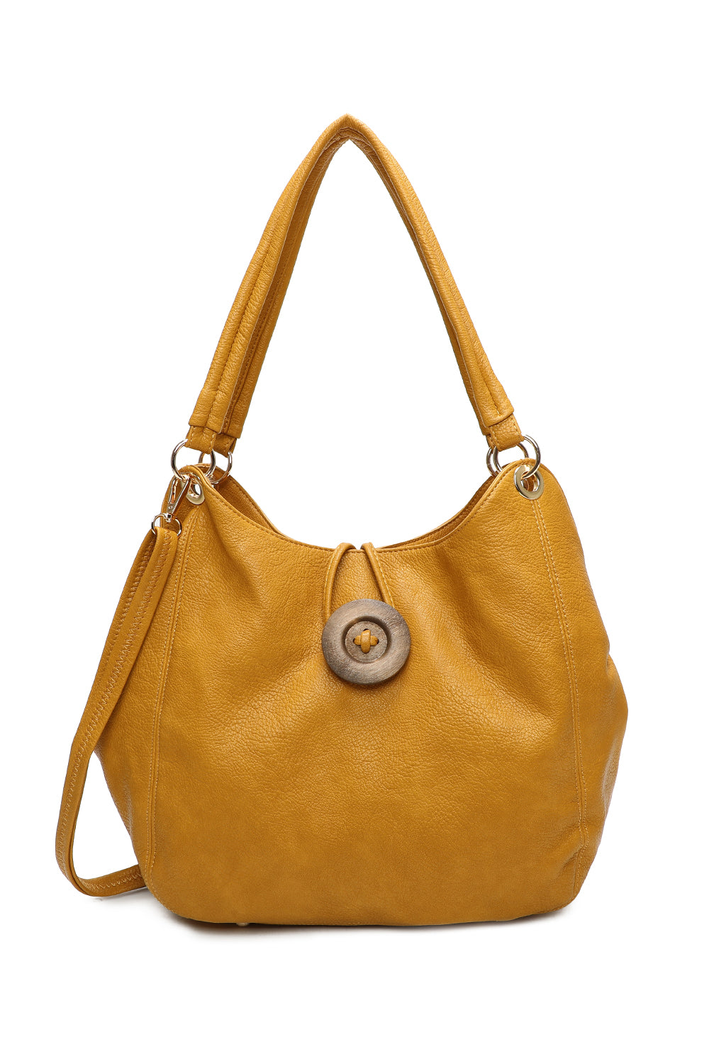 Hava Button Triple Compartments PU Leather Shoulder Bag