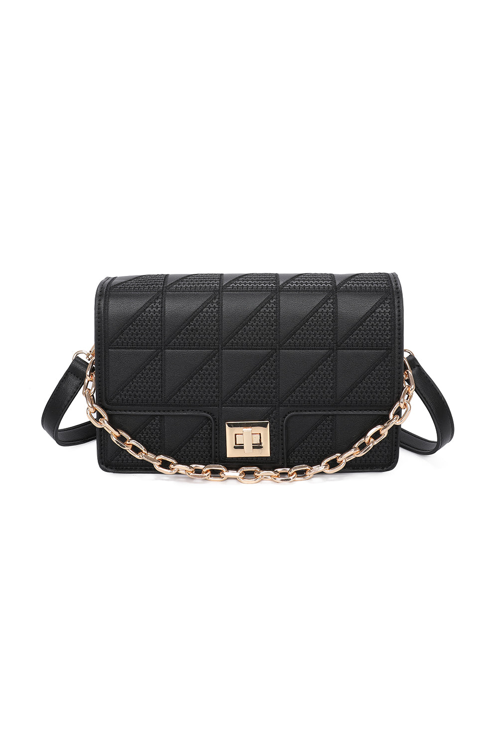 Triangular Patterned Chain Shoulder Bag