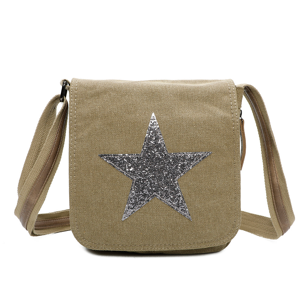 Tassel Flap Star Triple Zip Crossbody Messenger Bag