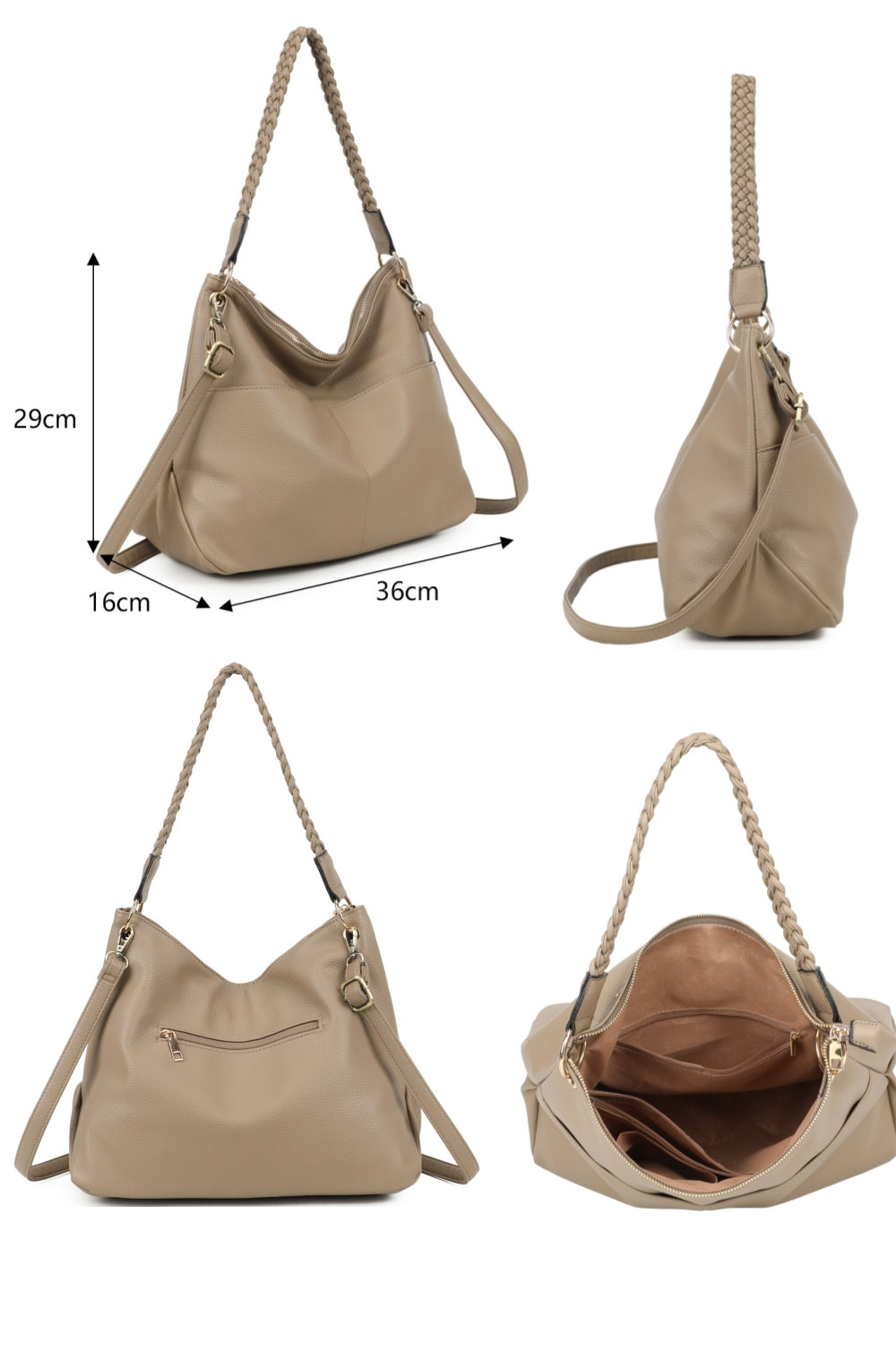 Braided Haven Hobo PU Leather Shoulder Bag - RW241201