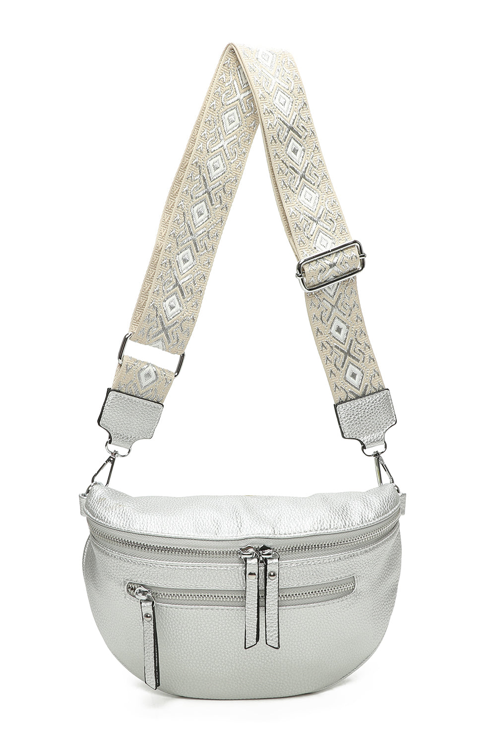 Bara Triple Zip Women's Cross body Bag with Canvas Strap