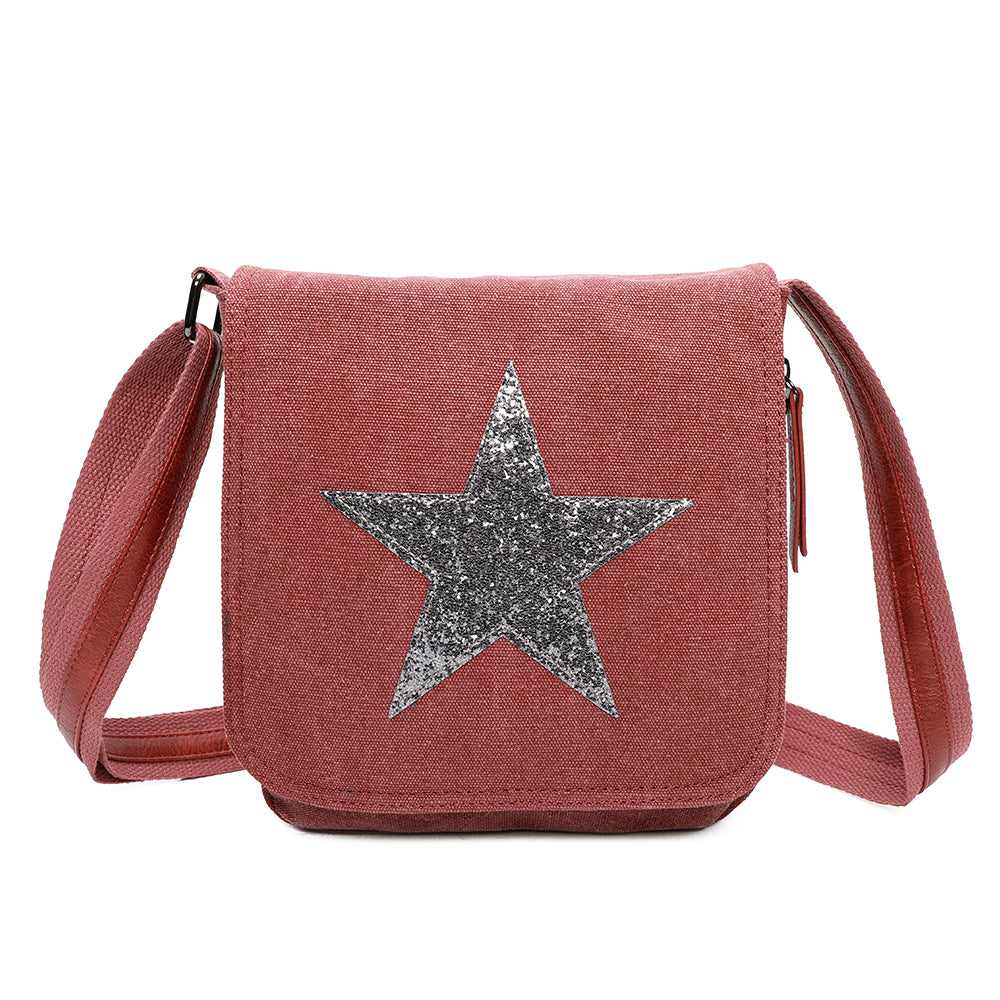 Tassel Flap Star Triple Zip Crossbody Messenger Bag