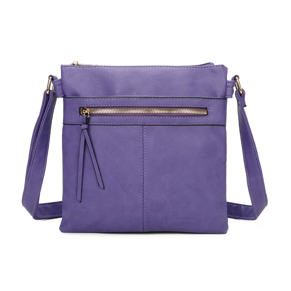 Triple Zip PU Leather Perry Crossbody Messenger Bag