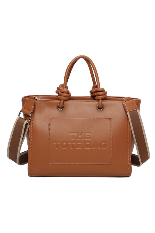 Lyra PU Leather Crossbody Tote Bag with Canvas Strap