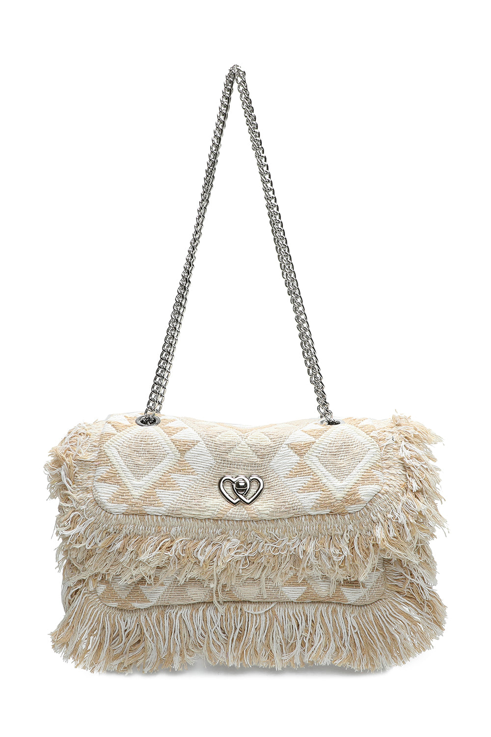 Orman Woven Finish Shoulder Bag with Chain Strap