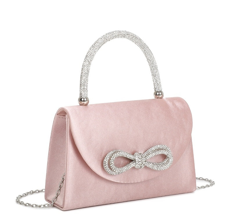 Camillia Diamante Ribbon Envevelope Style Shoulder Top-Handle Evening Bag