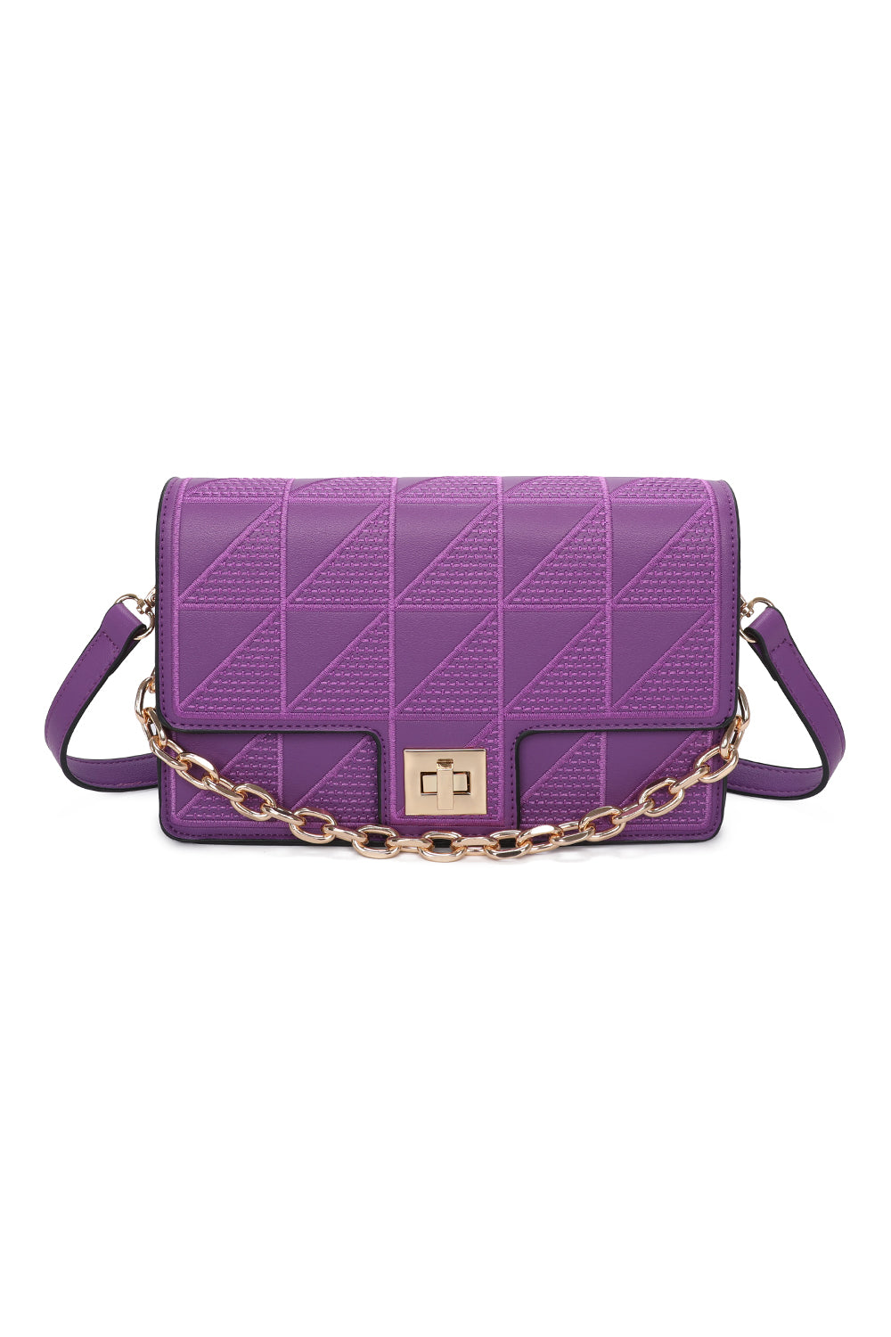 Triangular Patterned Chain Shoulder Bag