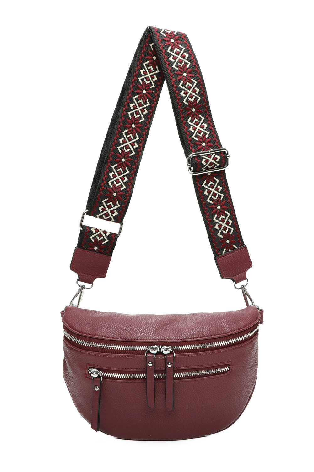 Bara Triple Zip Women's Cross body Bag with Canvas Strap