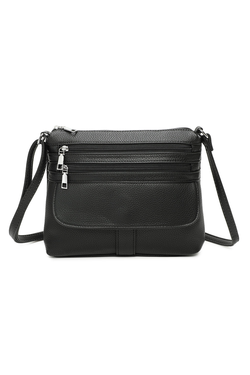 Quadruple Zips PU Messenger Bag