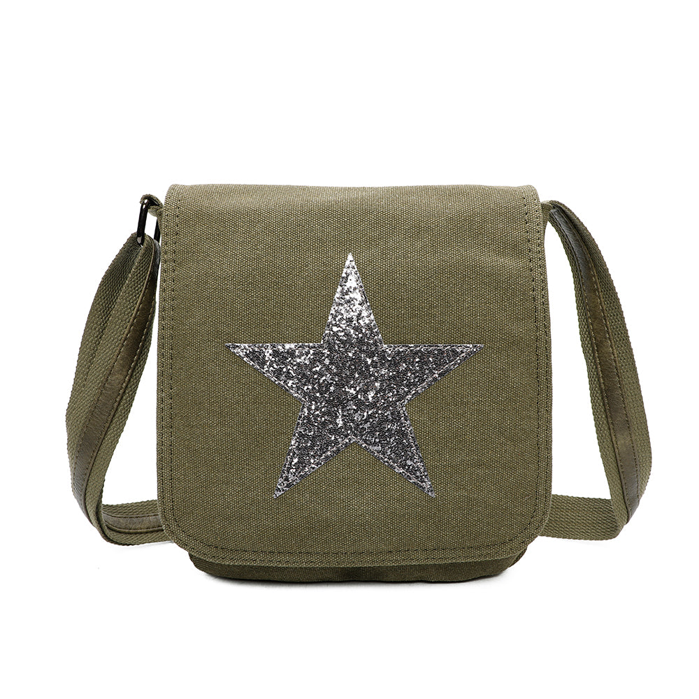 Tassel Flap Star Triple Zip Crossbody Messenger Bag