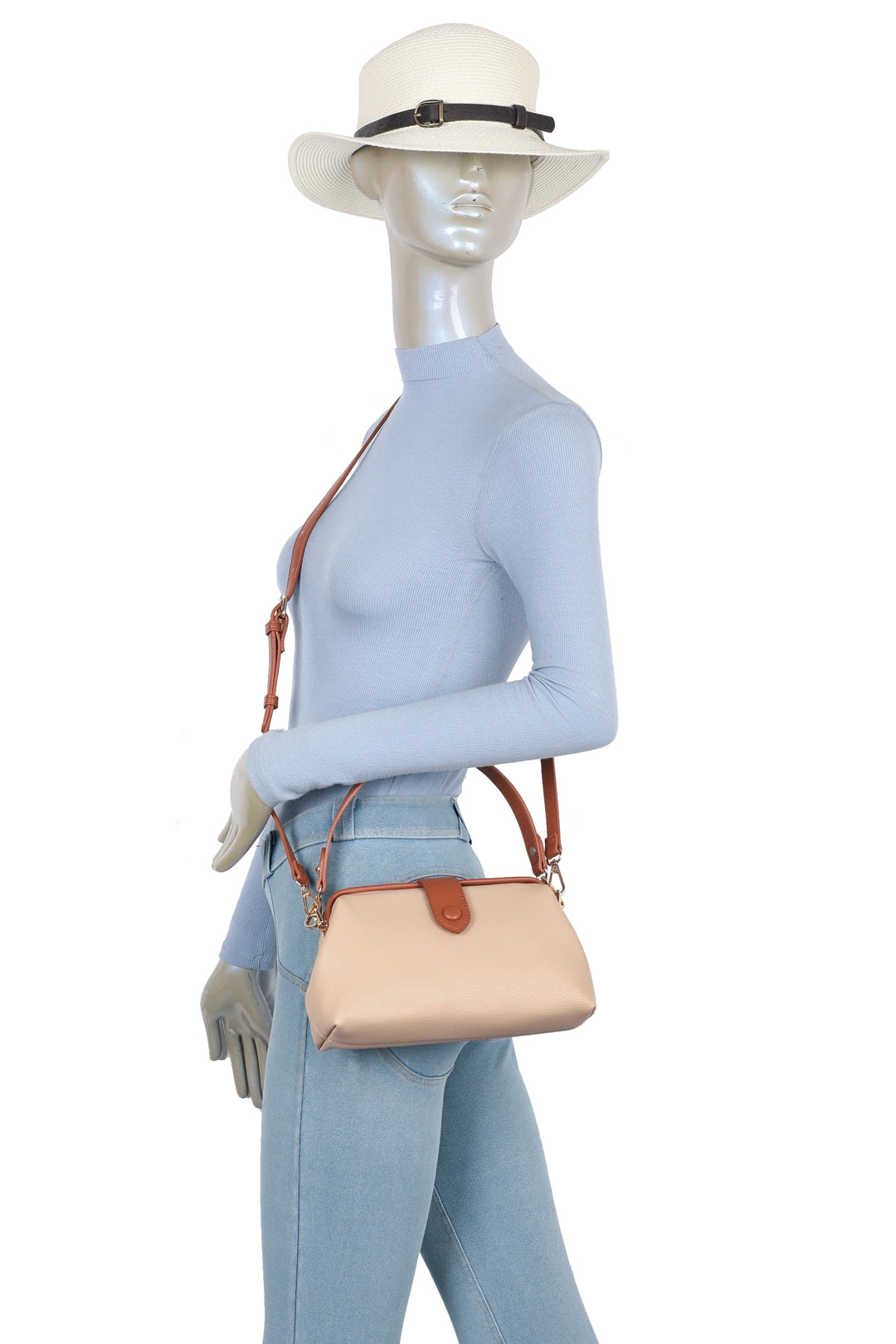 Elira PU Leather Top Handle Crossbody Vanity Hobo Bag - RJ221033