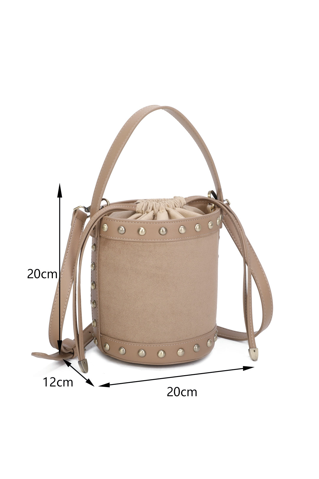 Rivet Suede Stud Detail Top Handle Bucket Bags - RY250961