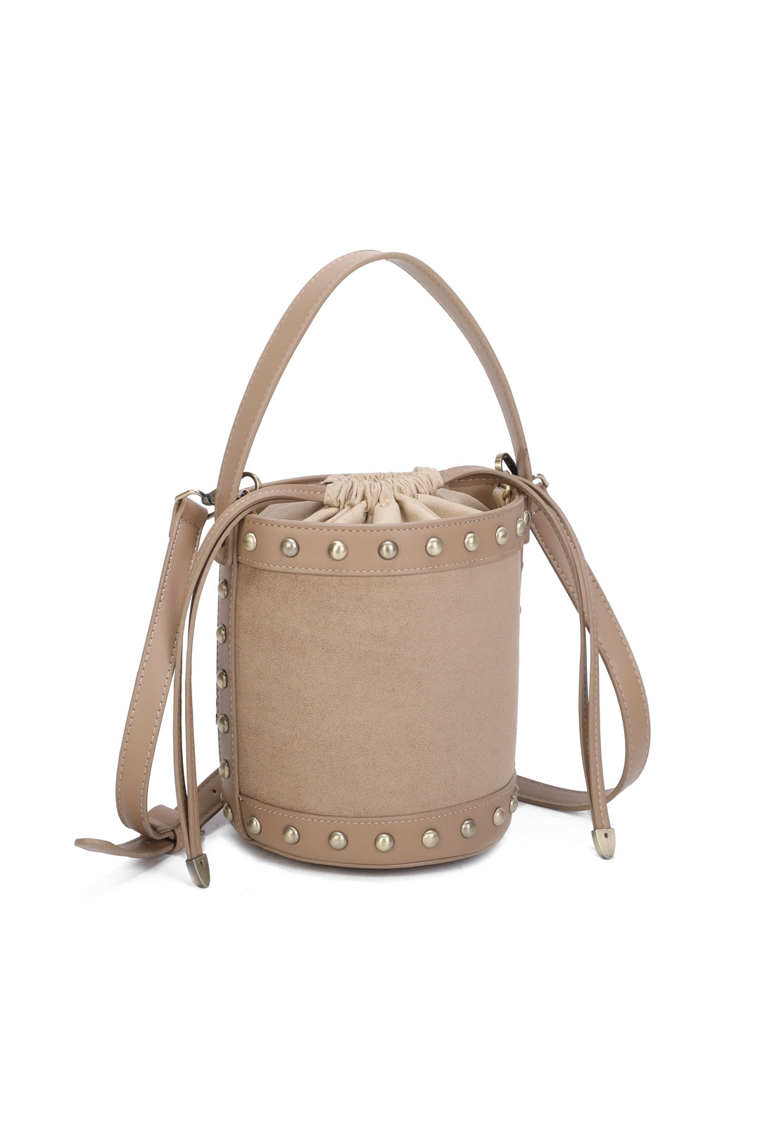 Rivet Suede Stud Detail Top Handle Bucket Bags - RY250961