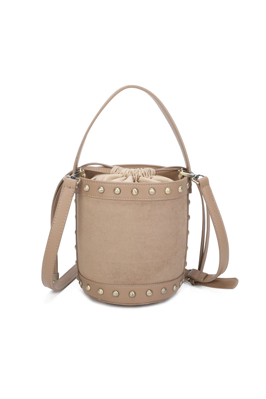 Rivet Suede Stud Detail Top Handle Bucket Bags - RY250961