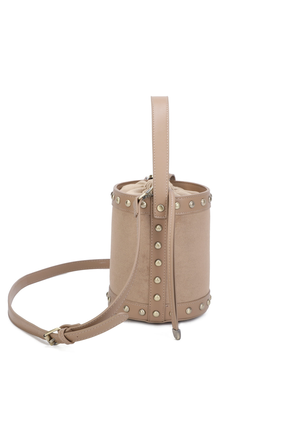 Rivet Suede Stud Detail Top Handle Bucket Bags - RY250961
