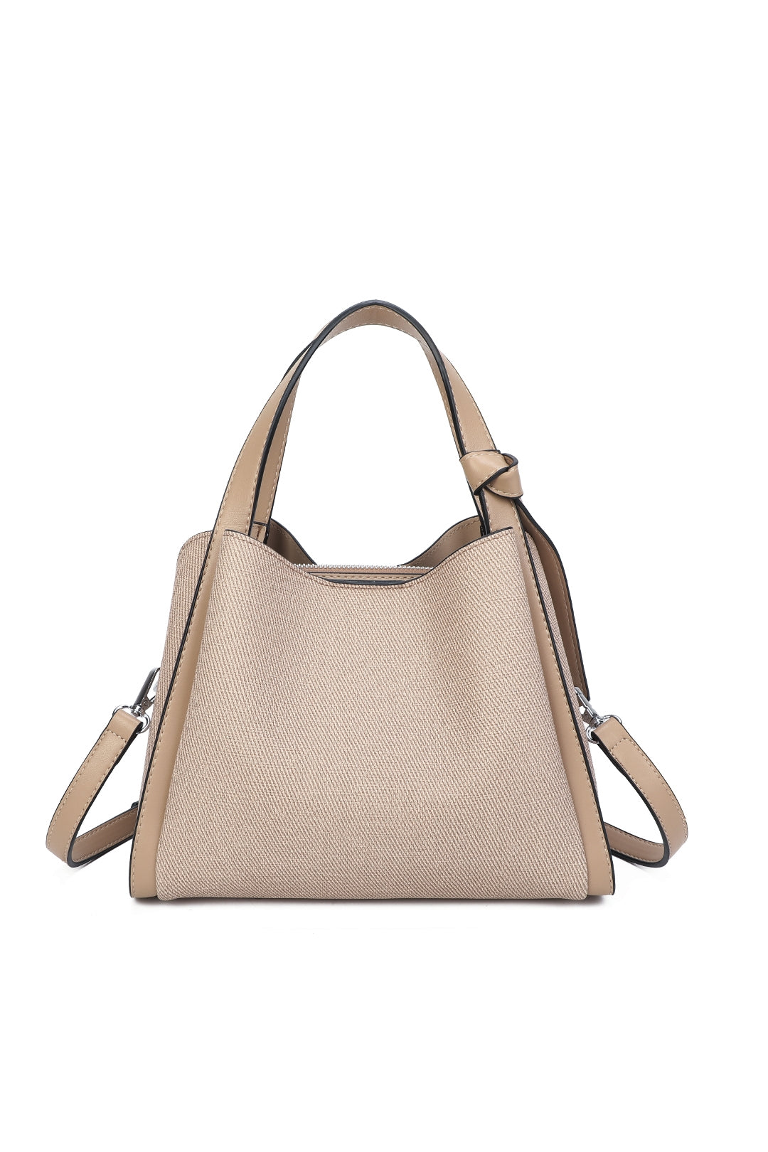 Meridian Triple Compartment Canvas PU Leather Top Handle Bag - RB250951