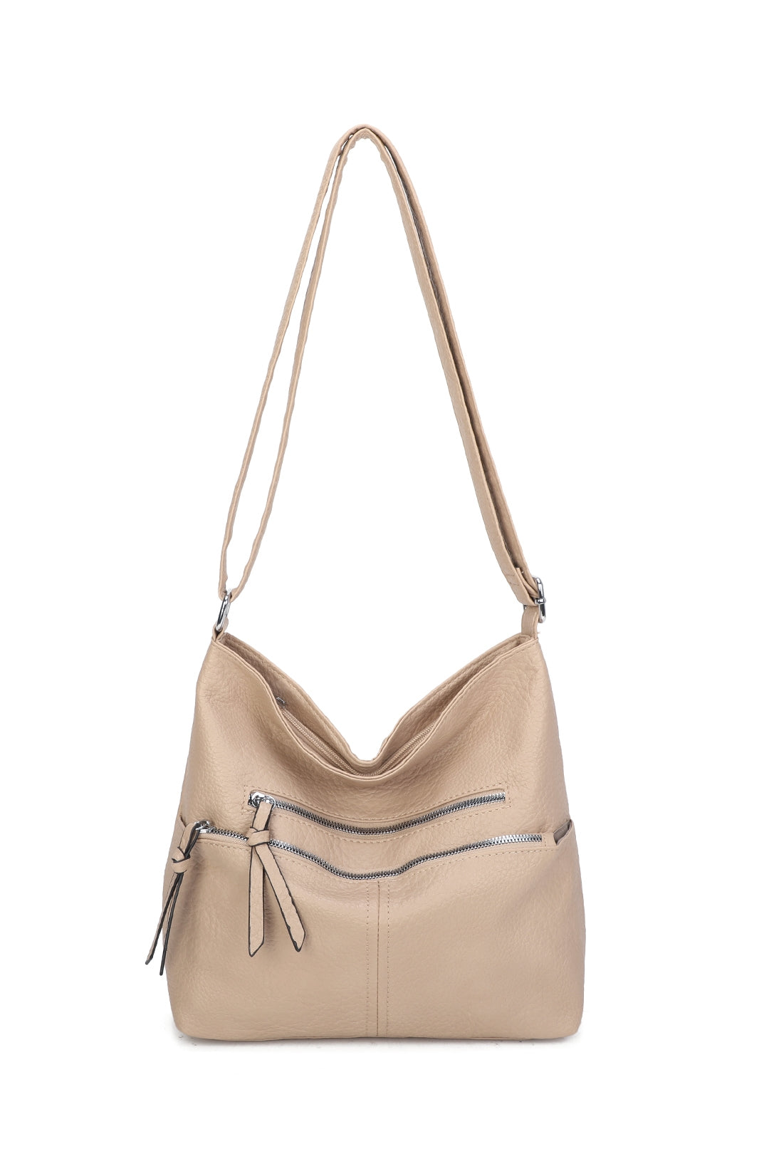 Harrison Minimalist Triple Zips PU Leather Oversized Crossbody Bag - RB220811