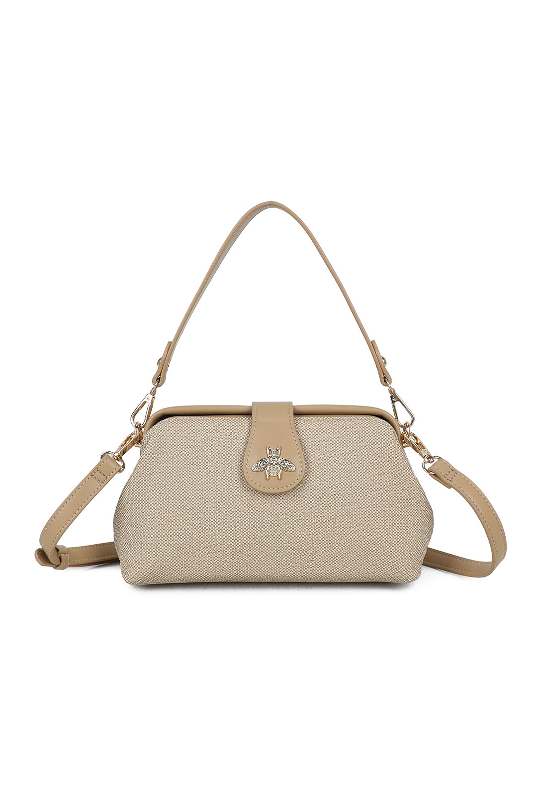 Isold Classic Bee Badge PU Leather Top Handle Crossbody Hobo Bag - RJ241075