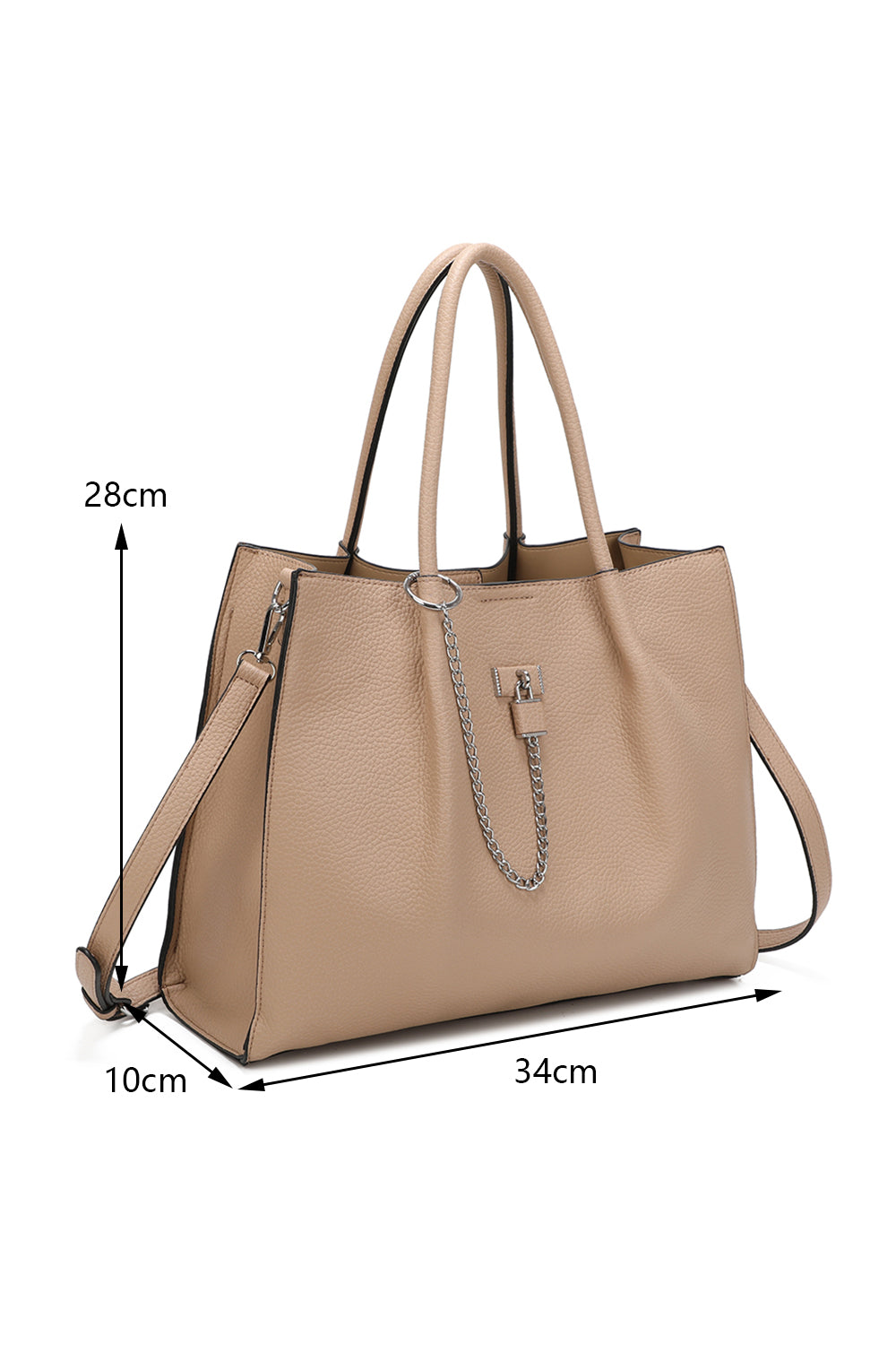 Oversize Triple Compartment C-shaped lock Tote Bag - RB241033