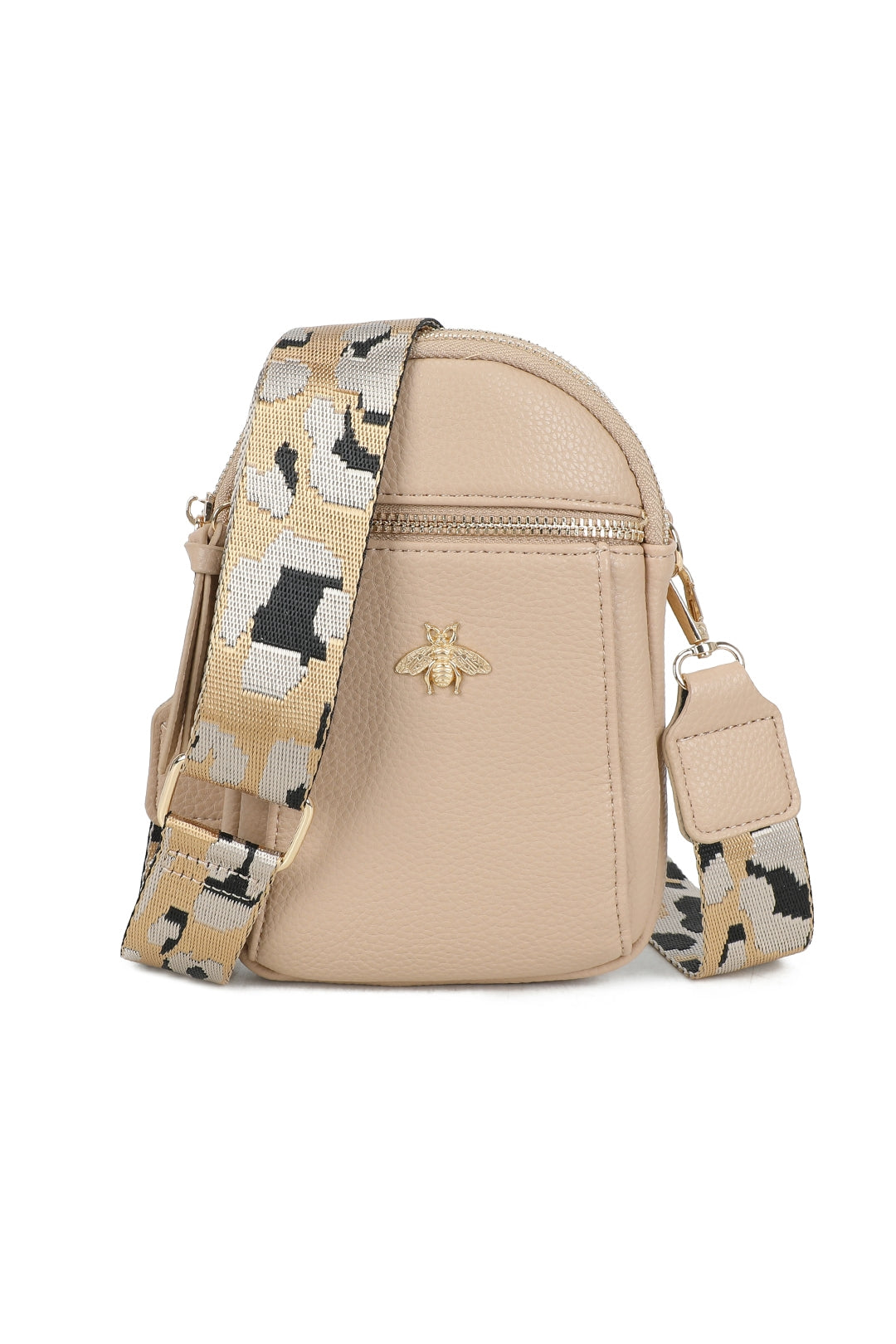 Gabby Bee Badge Triple Pockets Crossbody Phone Bag with Canvas Strap - RB230921
