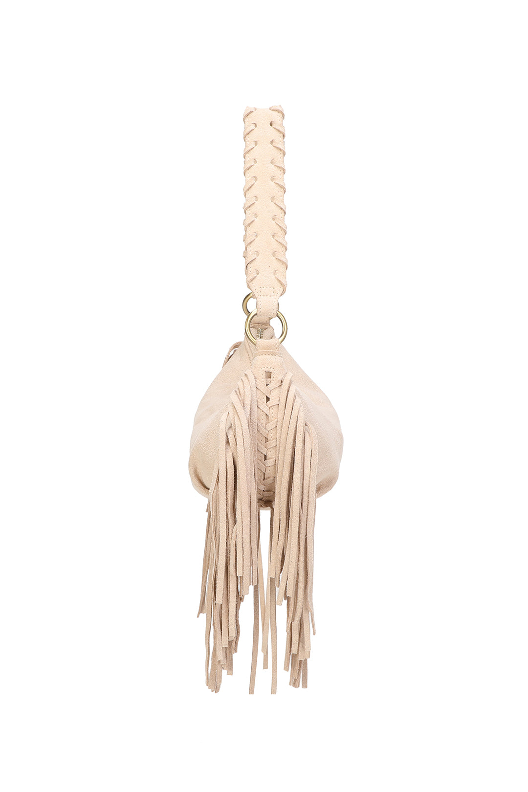 Aurex Faux Suede Fringe Tassel Crossbody Hobo Bag With Handwoven Strap - RJ250976