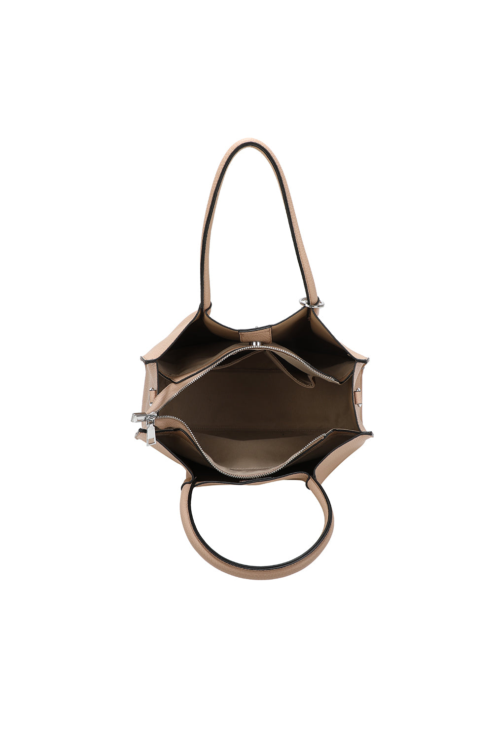 Oversize Triple Compartment C-shaped lock Tote Bag - RB241033