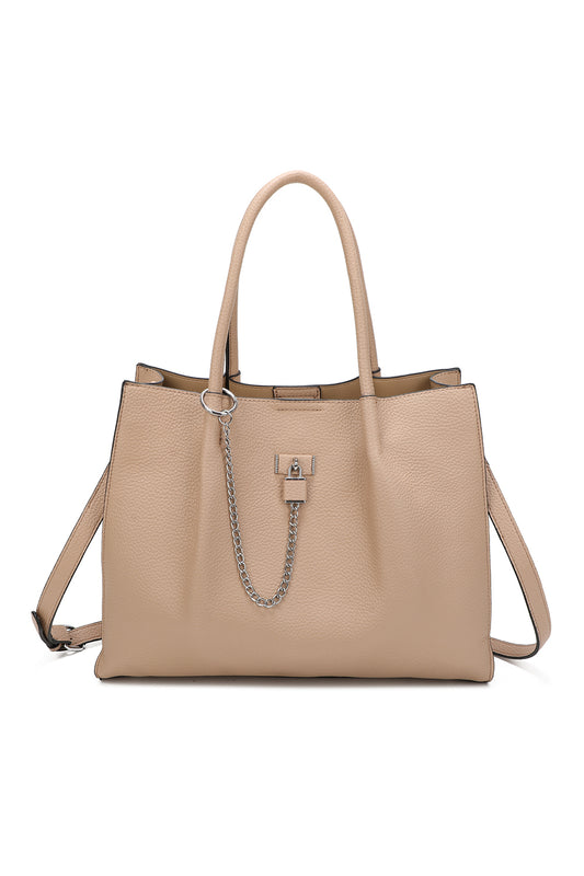 Oversize Triple Compartment C-shaped lock Tote Bag - RB241033